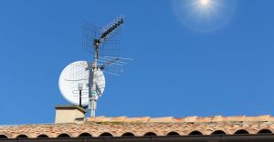 TV Aerial on house rooftop