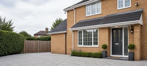 Home exterior with CCTV cameras covering the entrance and driveway
