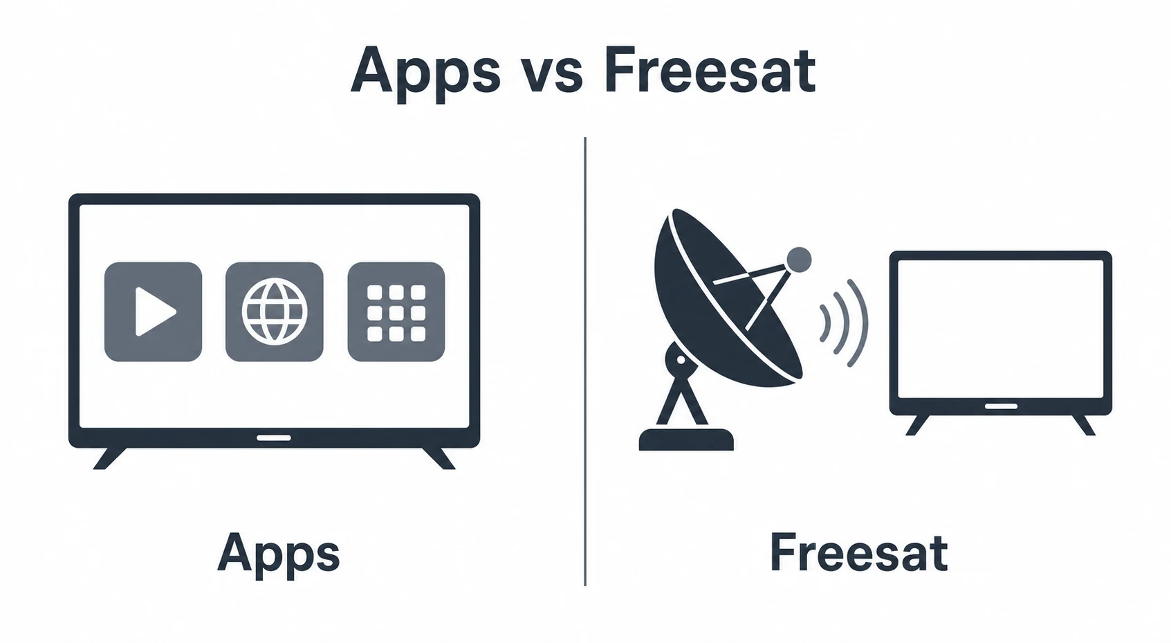 Graphic comparing smart TV apps with Freesat satellite TV